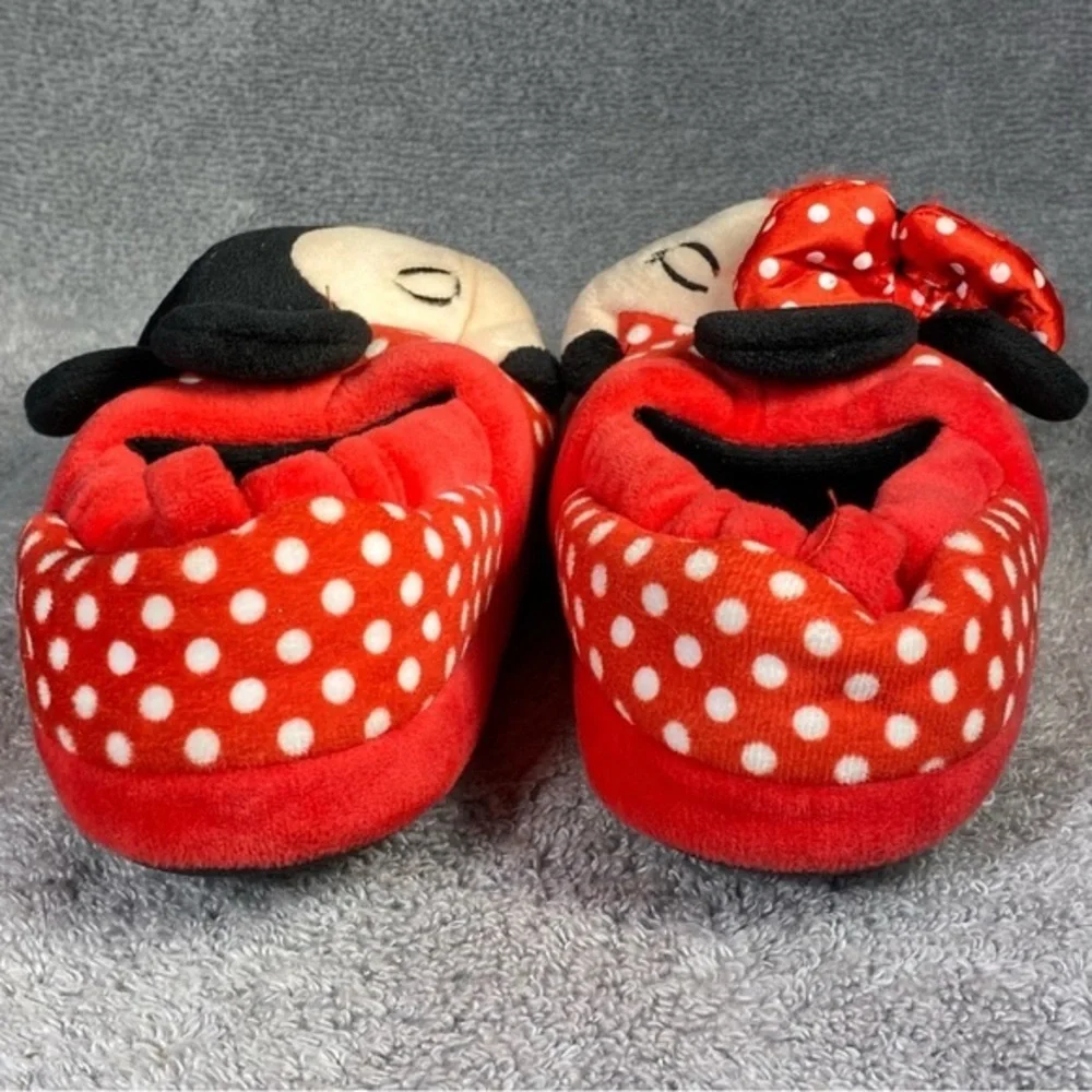 Mickey-Minnie Mouse Slipper kids Size 11-12 Unisex Red-Black‎ Slip On
